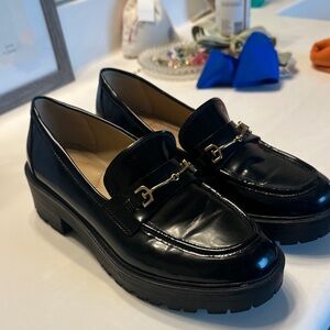 Sam Edelman Black Loafers with Gold Accent